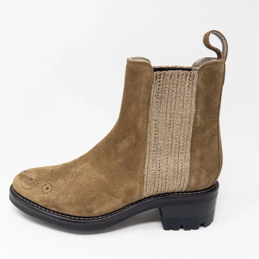 The Office of Angela Scott Ms. Kate Rustic Cedar Suede Sparkle Stretch 37.5 - Picture 1 of 8